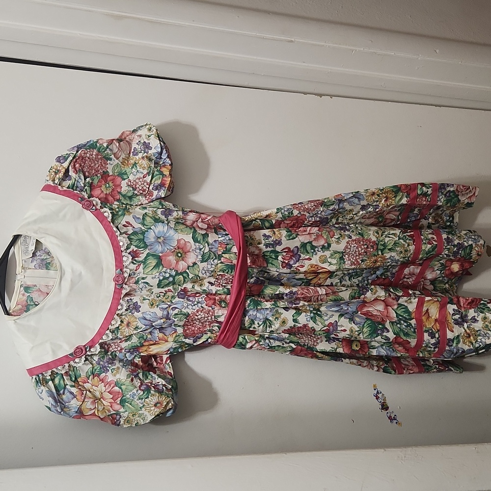 Vintage Rare Editions Floral Bib Cottage Core Girl's Prairie Dress